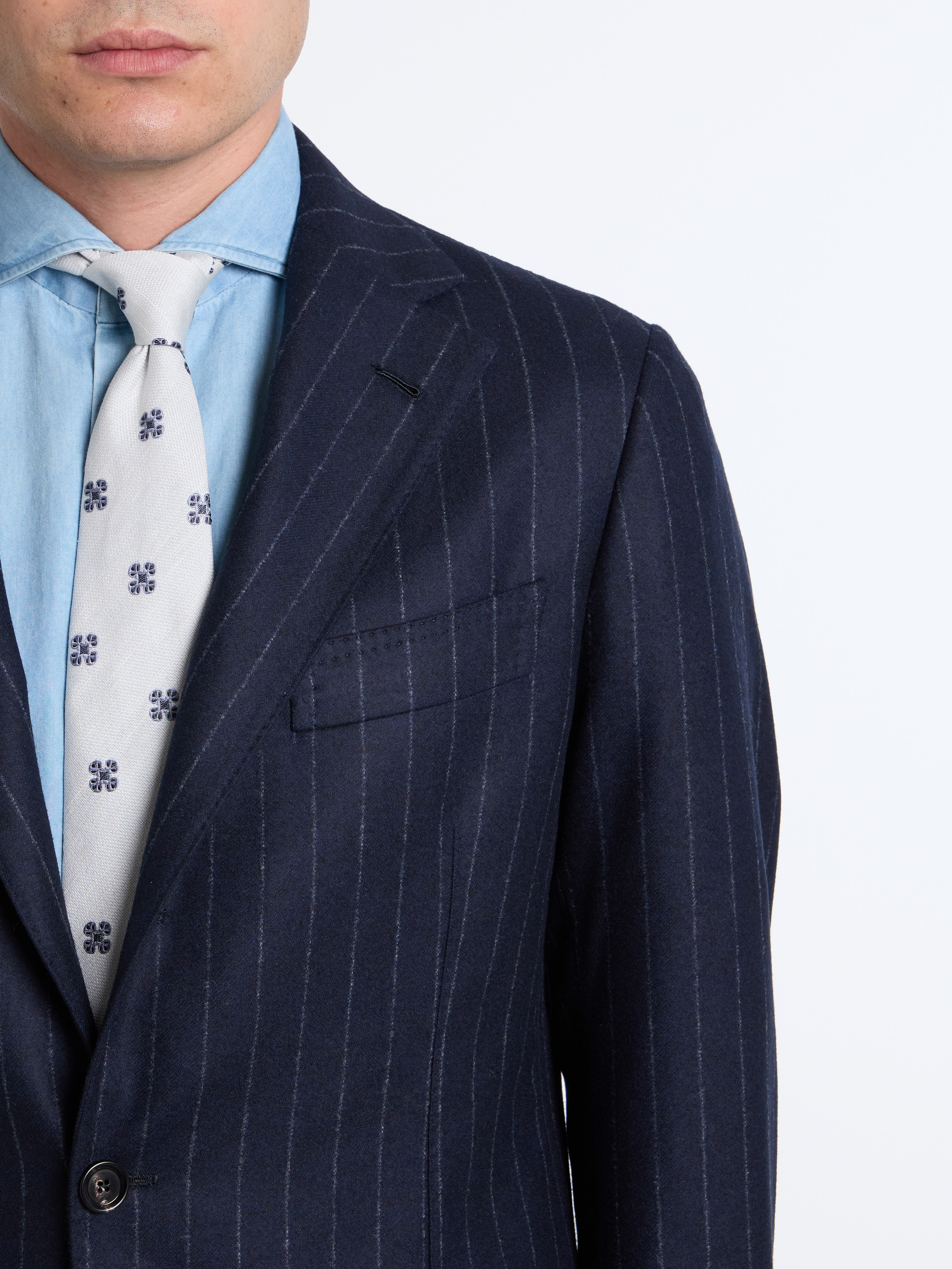 LUIGI BORRELLI ルイジボレッリ セットアップスーツ ネイビー 50 ルイジボレッリ BORRELLI】合い物 注文服 ストライプ柄ネイビースーツ